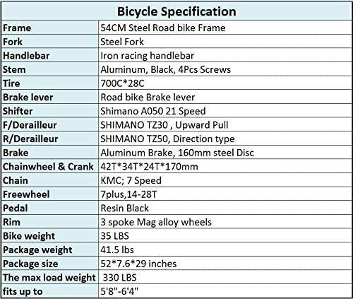 OBK XC550 Road Bikes for Men 54cm Frame 21 Speed Gears 700C Wheels Mens Bicycle City Commuter Bicycle for Adult