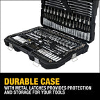 Mechanic Tool Set, 247-Piece, 1/4 in., 3/8 in. and 1/2 in. Drive, SAE, Ratchets, Sockets, Hex Keys, Combination Wrenches, Polish Chrome Finish (DWMT81535)