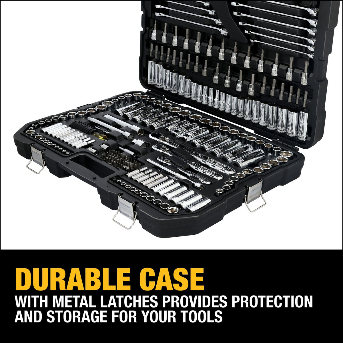 Mechanic Tool Set, 247-Piece, 1/4 in., 3/8 in. and 1/2 in. Drive, SAE, Ratchets, Sockets, Hex Keys, Combination Wrenches, Polish Chrome Finish (DWMT81535)