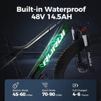 750W 4.0" Fat Tire Mountain Electric Bike 48V Urban Electric Bikes for Adults with 14.5AH Removable Ebike Battery, Dual Disc Brakes, Front Suspension, 7-Speed Gears