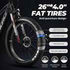 750W 26 inch Fat Tire Electric Bike for Adults 48V 14.5AH Battery Electric Mountain Bike, LCD Display with USB Urban E-bike with Front Suspension, 7-Speed Gears