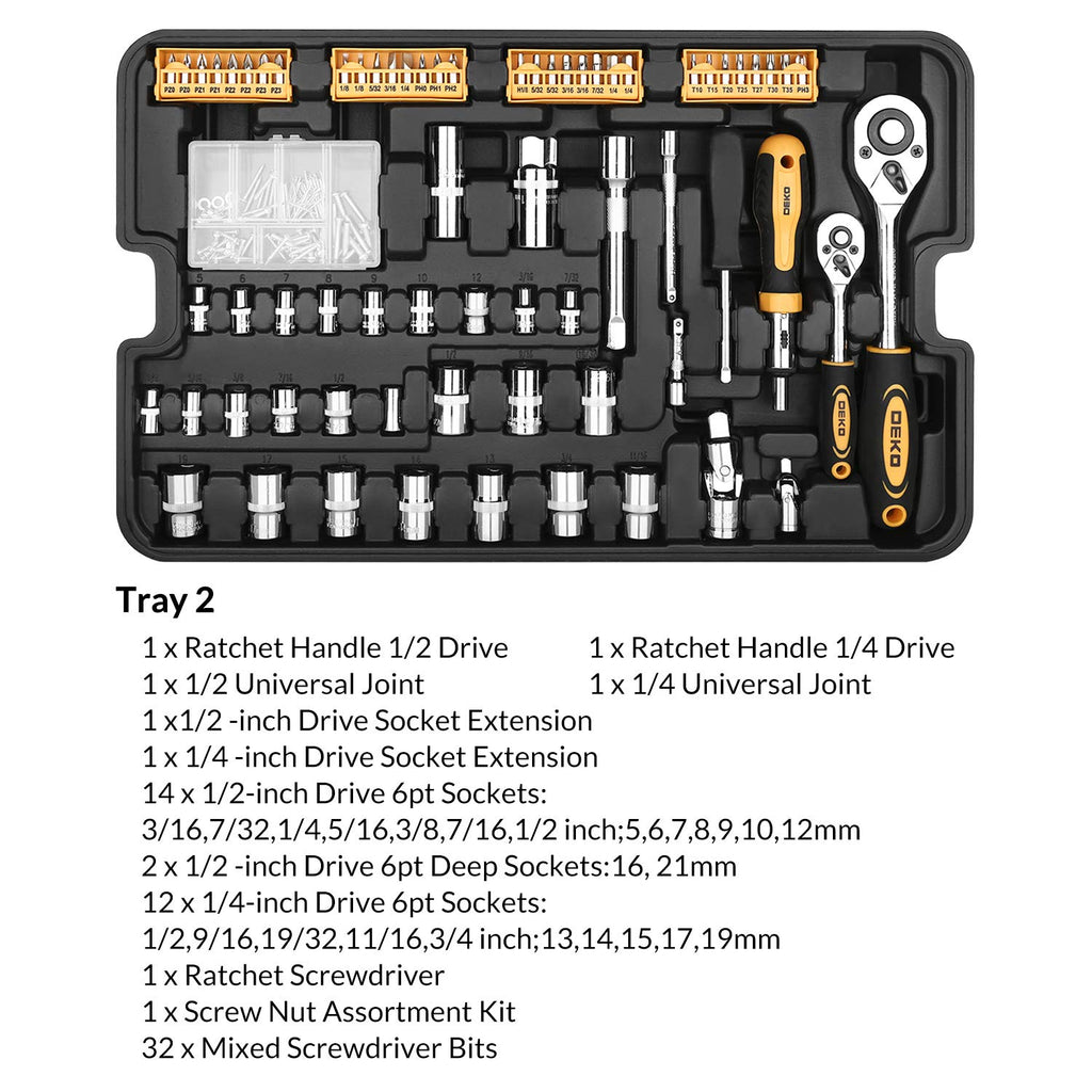 258 Piece Tool Kit with Rolling Tool Box Socket Wrench Hand Tool Set Mechanic Case Trolley Portable