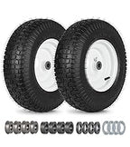 15x6.00-6 Rubber Lawn Mower Tire and Wheel, 2 Pcs Replacement 15x6-6nhs Riding Mowers Lawn Tire and Wheel with Bearing Bore 3/4", 3" Centered Hub