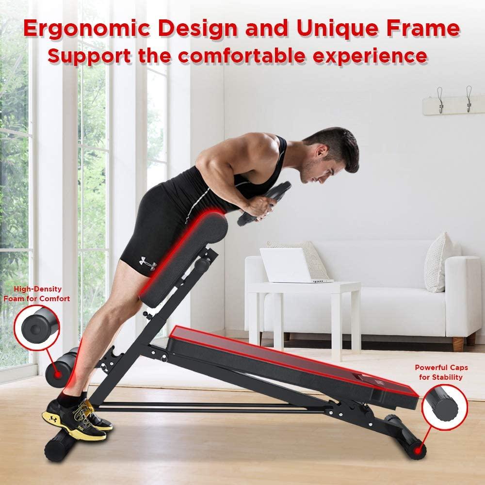 YOLEO Adjustable Weight Bench- 500lbs Utility Bench for Full Body Workout; Multi Purpose Decline Fitness Bench Roman Chair; Sit Up Abs All-In-One Hyper Back Extension Exercise Bench