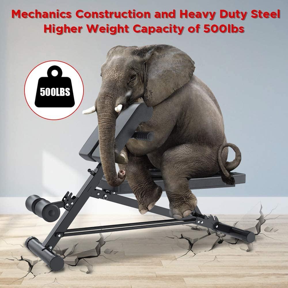 YOLEO Adjustable Weight Bench- 500lbs Utility Bench for Full Body Workout; Multi Purpose Decline Fitness Bench Roman Chair; Sit Up Abs All-In-One Hyper Back Extension Exercise Bench