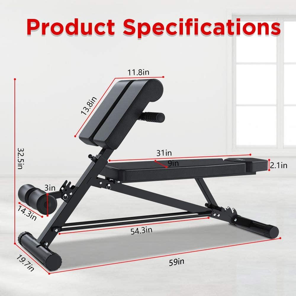 YOLEO Adjustable Weight Bench- 500lbs Utility Bench for Full Body Workout; Multi Purpose Decline Fitness Bench Roman Chair; Sit Up Abs All-In-One Hyper Back Extension Exercise Bench