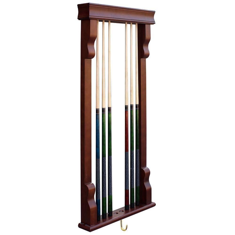 Wall Billiard Pool Cue Rack in Rich Maany