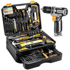 Tool Kit Box Drill Set： Home Mechanic Toolbox with 12V Power Cordless Drill Hand Repair Tools Sets Combo Kits StoraOrganizer Drawer Case for Men