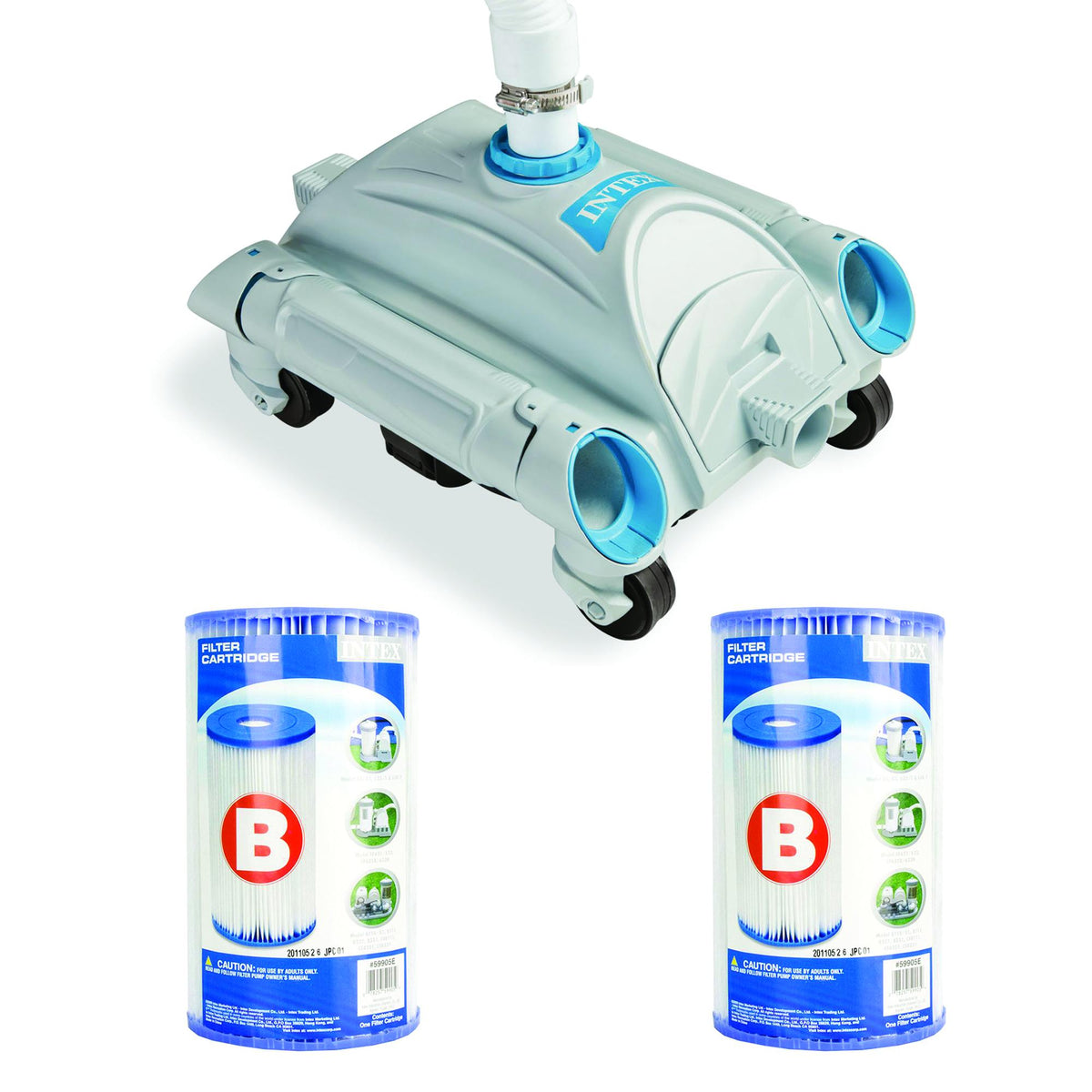Pool Cleaner Pressure Side Vacuum Cleaner Bundled w/ Replacement Filter (2Pack)