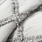 Ruffle Diamond Comforter Set Light Gray 3Pc Set Full/Queen