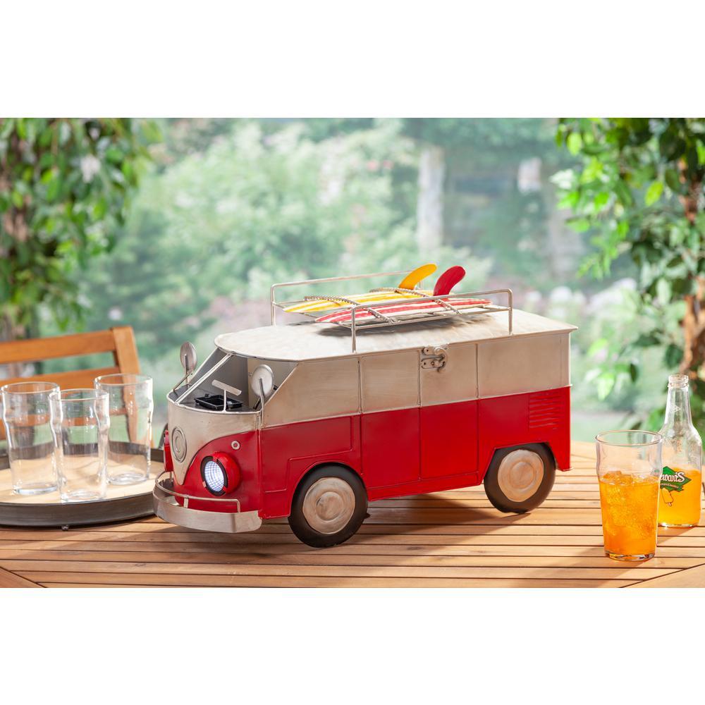 2 Qt. Solar Lighted Antique Bus Ice Chest