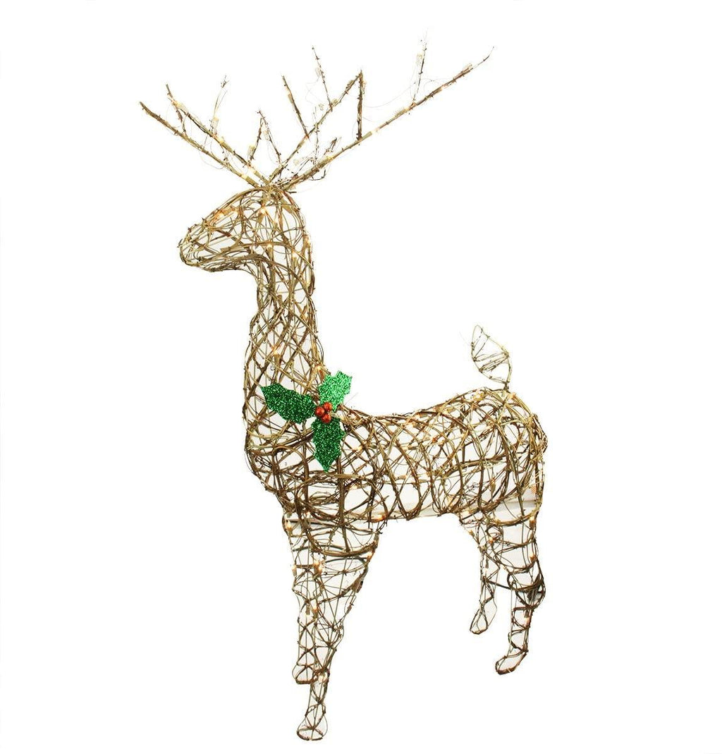 Northlight Seasonal Standing Grapevine Reindeer Lighted Christmas Yard Art Decoration with Clear Lights, 57"