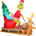 6.5 ft. L Christmas Airblown Inflatables Dr. Seuss Grinch And Max With Sleigh Scene