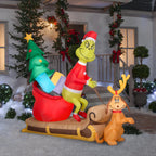 6.5 ft. L Christmas Airblown Inflatables Dr. Seuss Grinch And Max With Sleigh Scene