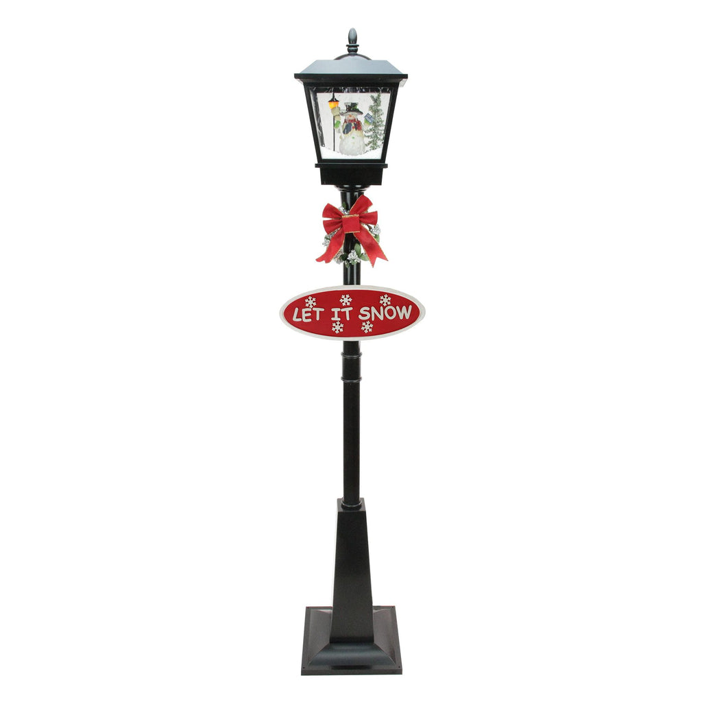 Northlight Black Lighted Musical Snowman Vertical Snowing Christmas Street Lamp