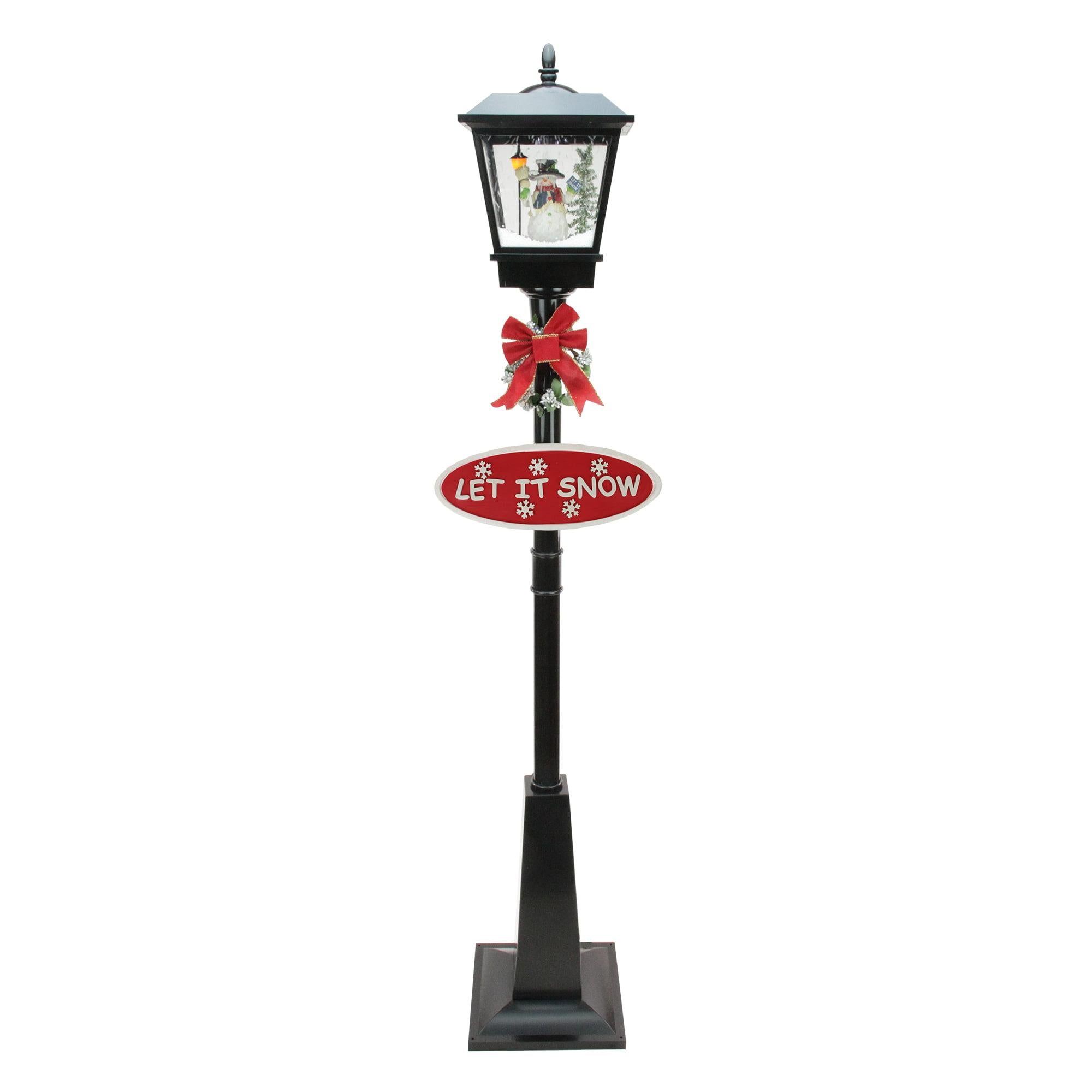 Northlight Black Lighted Musical Snowman Vertical Snowing Christmas Street Lamp