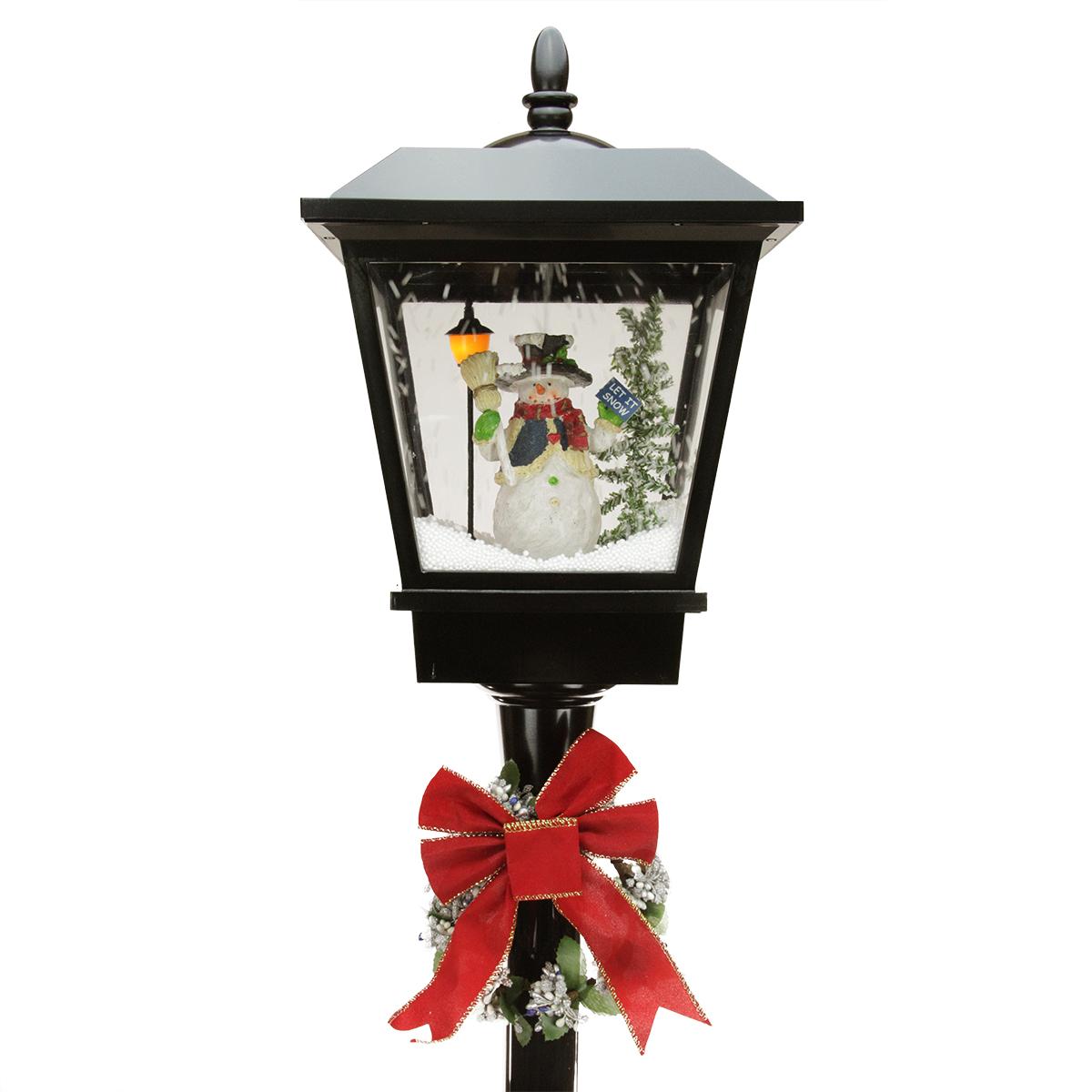 Northlight Black Lighted Musical Snowman Vertical Snowing Christmas Street Lamp