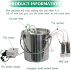 huidazhou pulsation vacuum pump cow milker, cow milking machine electric, automatic portable livestock milking equipment, stainless steel milker livestock household domestic farm milking device,14l