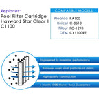 clurtech replacement hayward star clear ii c1100 pool filter cartridge 4 pack