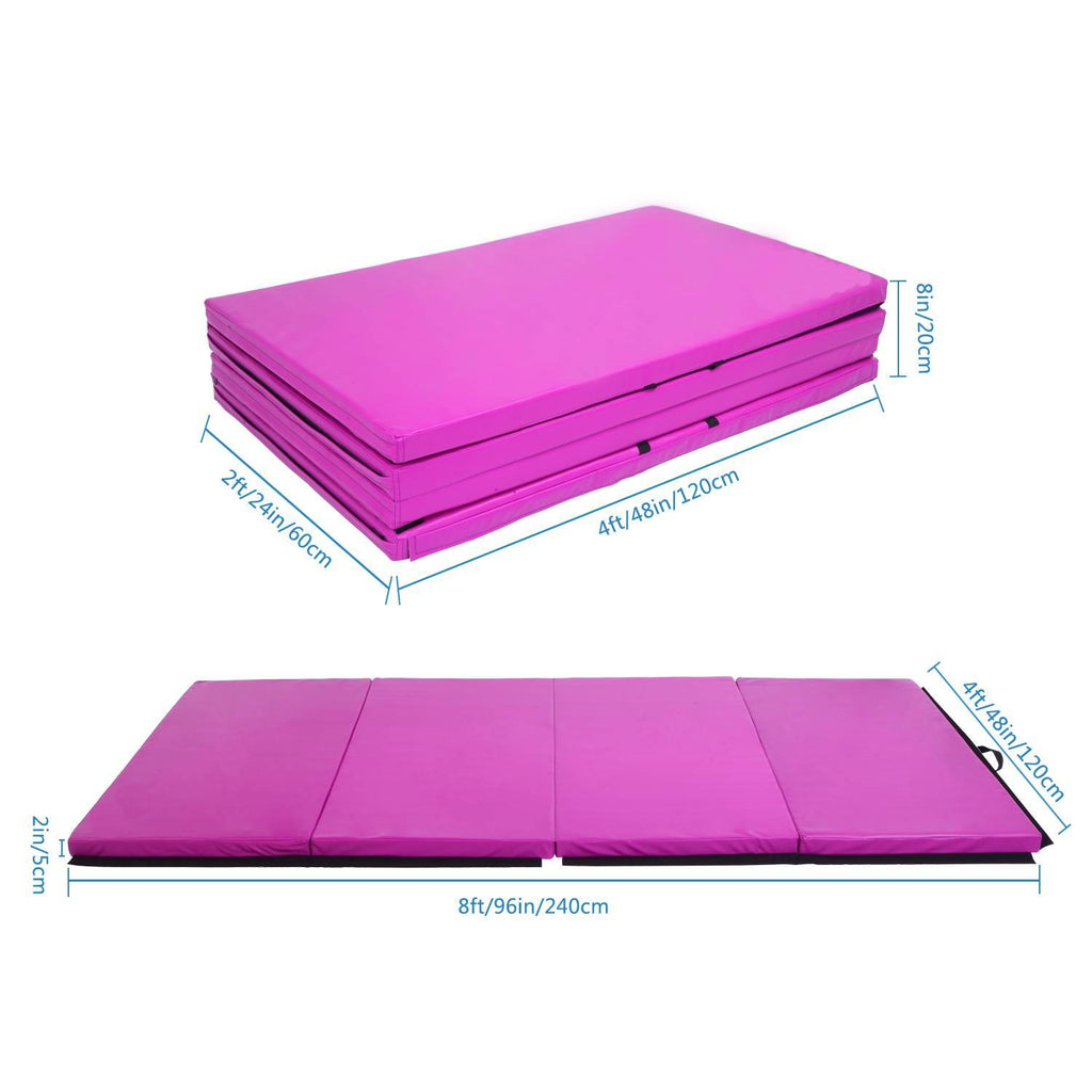 Zimtown 8ftx4ftx2in Waterproof Gymnastics Mat,Four Folding Yoga Mat,Purple