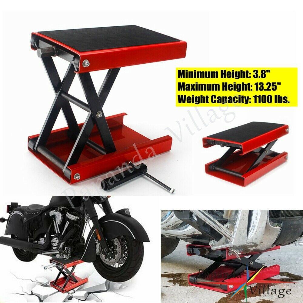 Motorcycle 1100 lbs.Scissor Jack Center Lift Crank Repair Stand For Harley Honda