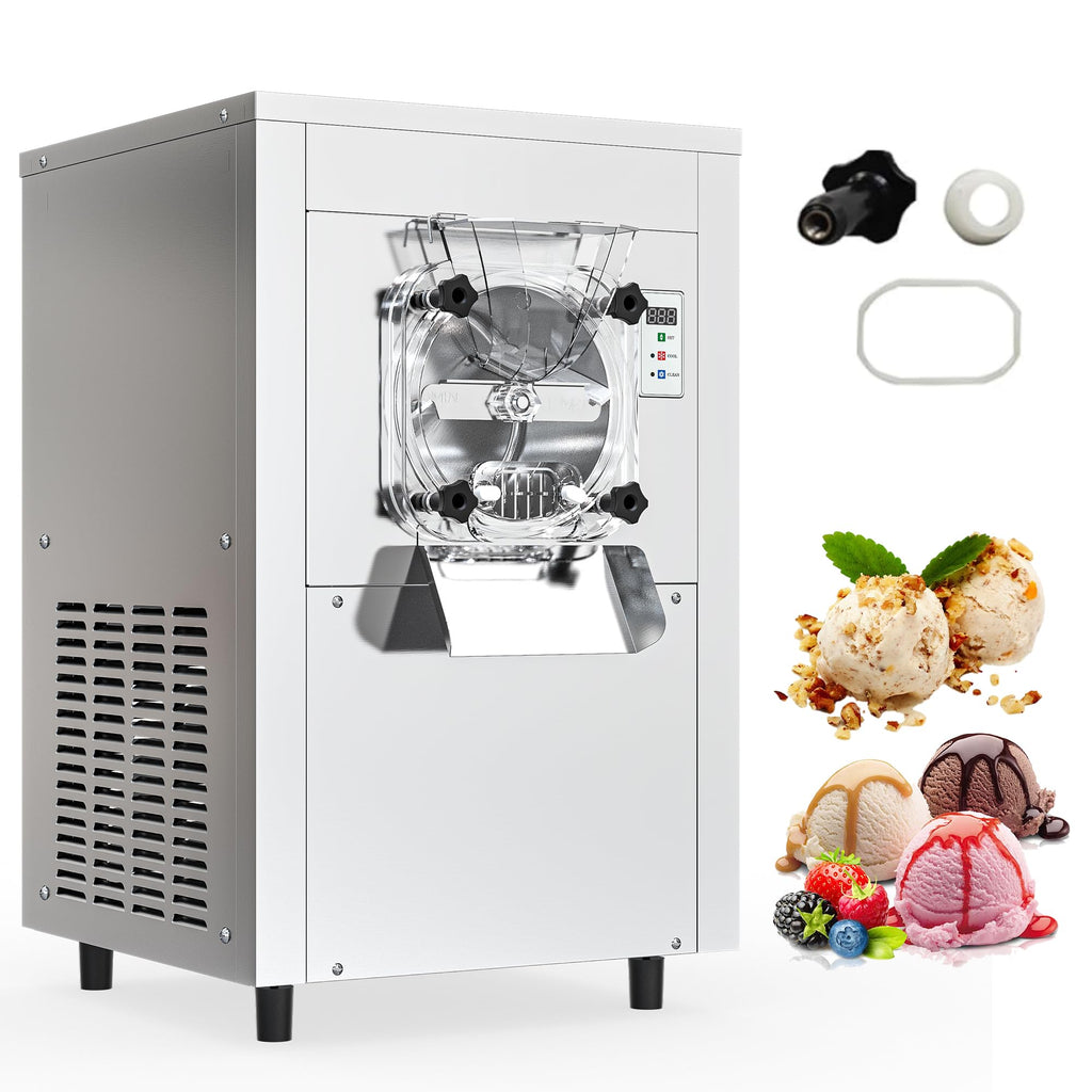 Commercial Hard Ice Cream Maker Machine 1600W 110V 4.7 to 5.7 Gallons Per Hour Gelato Ice Cream Machine with Auto Clean LED Panel Perfect for Snack Bar Restaurants