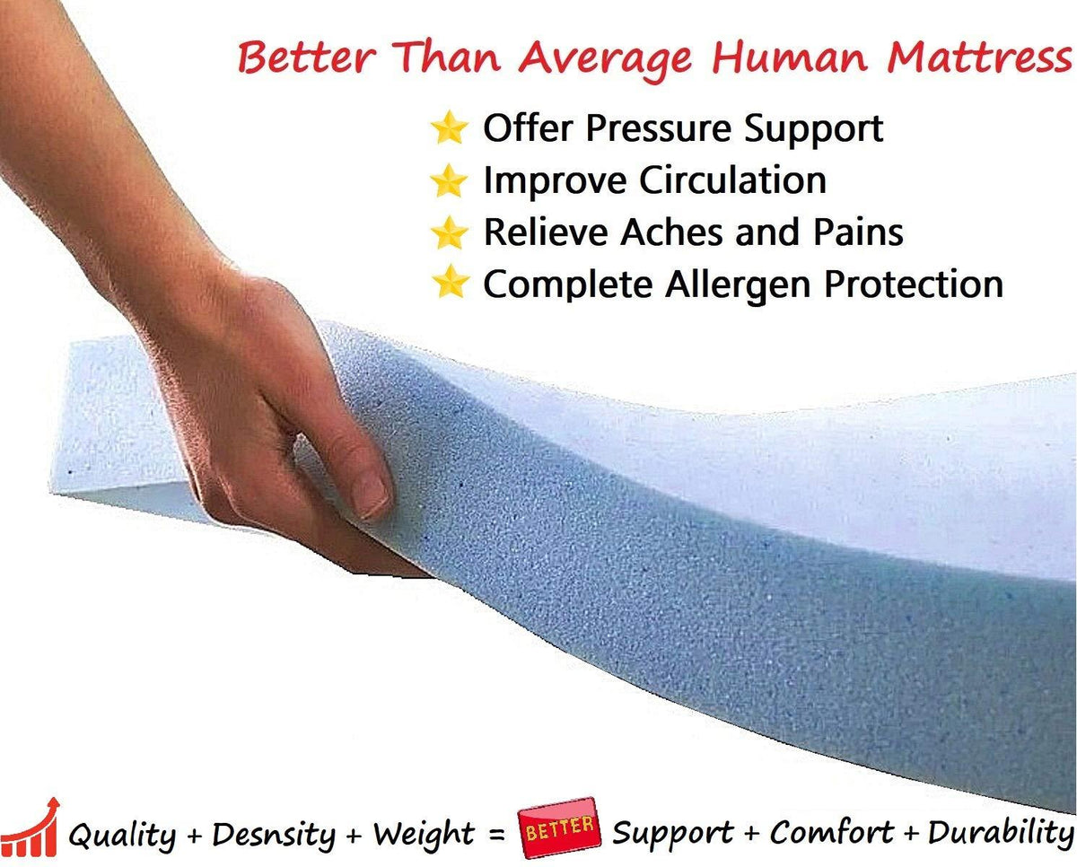 Dogbed4less Premium Memory Foam Dog Bed, Pressure-Relief Orthopedic | Waterproof Case, Washable Durable Denim Cover and Bonus 2nd External Cover, 7 Sizes, Blue