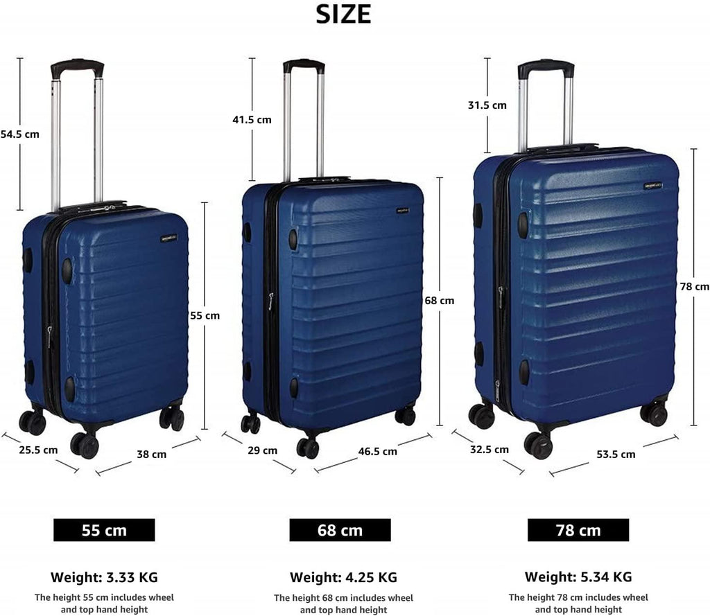 3-Piece Set Hardside Spinner, Navy Blue