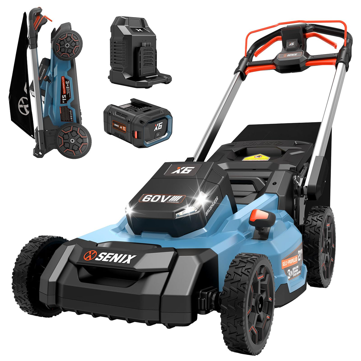 X6 60V Max 21" Self-Propelled Mower, 3-in-1 w/ 8Ah Battery &amp; Charger, Smart Display, 7-Level Adj. (Note: Battery &amp; Mower Shipped Separately)