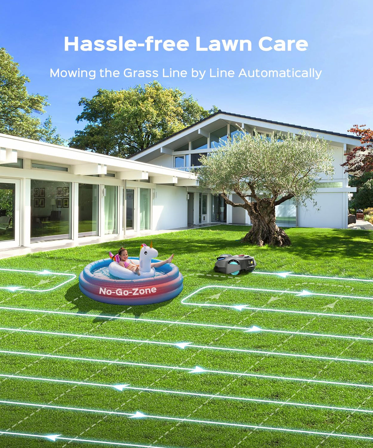 N1600 PRO Robot Lawn Mower, Wireless  with RTK+Vision Navigation, 0.4 Acre Coverage, APP Smart Control Robot Lawn Mower, Multi-Zone Mowing, Curved Path, Adjustable Cutting Height