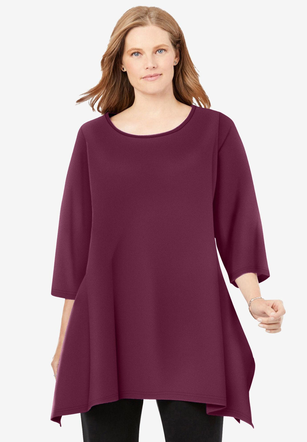 french terry handkerchief hem tunic