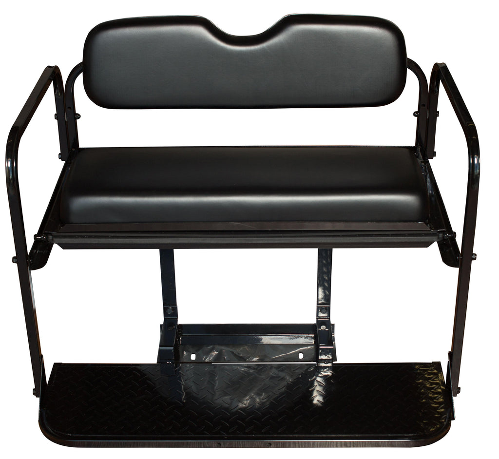 Club Car Precedent Golf Cart Flip Folding Rear Back Seat Kit - Black Cushions