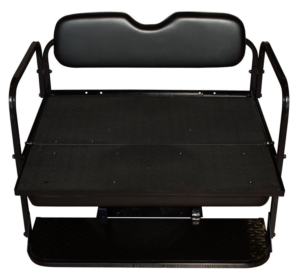 Club Car Precedent Golf Cart Flip Folding Rear Back Seat Kit - Black Cushions