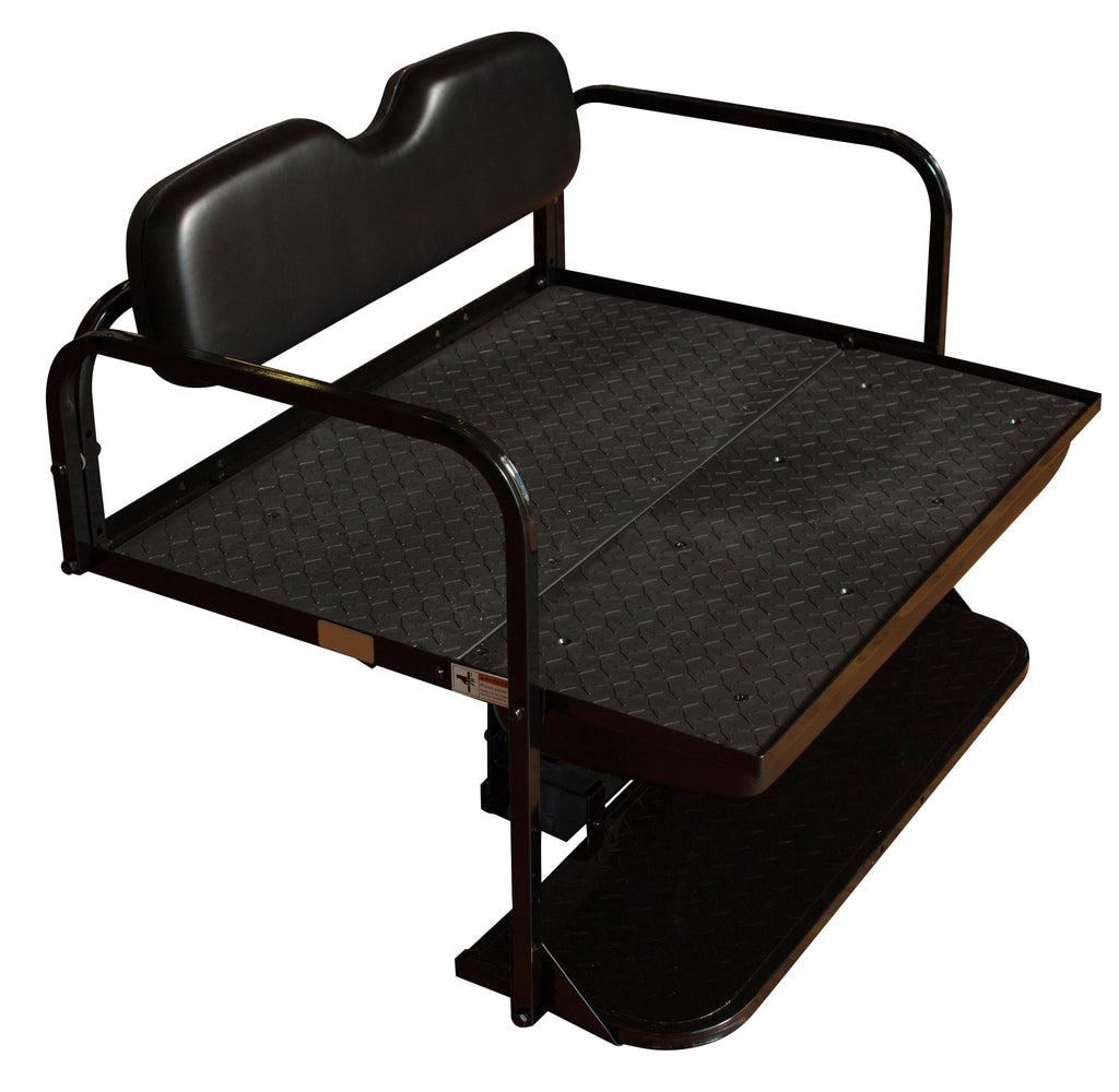 EZGO RXV Golf Cart Flip Folding Rear Back Seat Kit - Black Cushions
