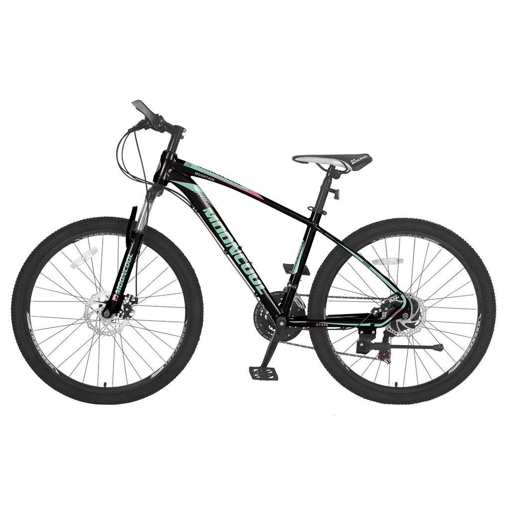 Mooncool Mountain Bike Black with Pink for Mens Womens Adults, 21 Speeds Disc Brake Mountain Road Bicycle Lightweight 26 inches Wheel Mountain Bicycle