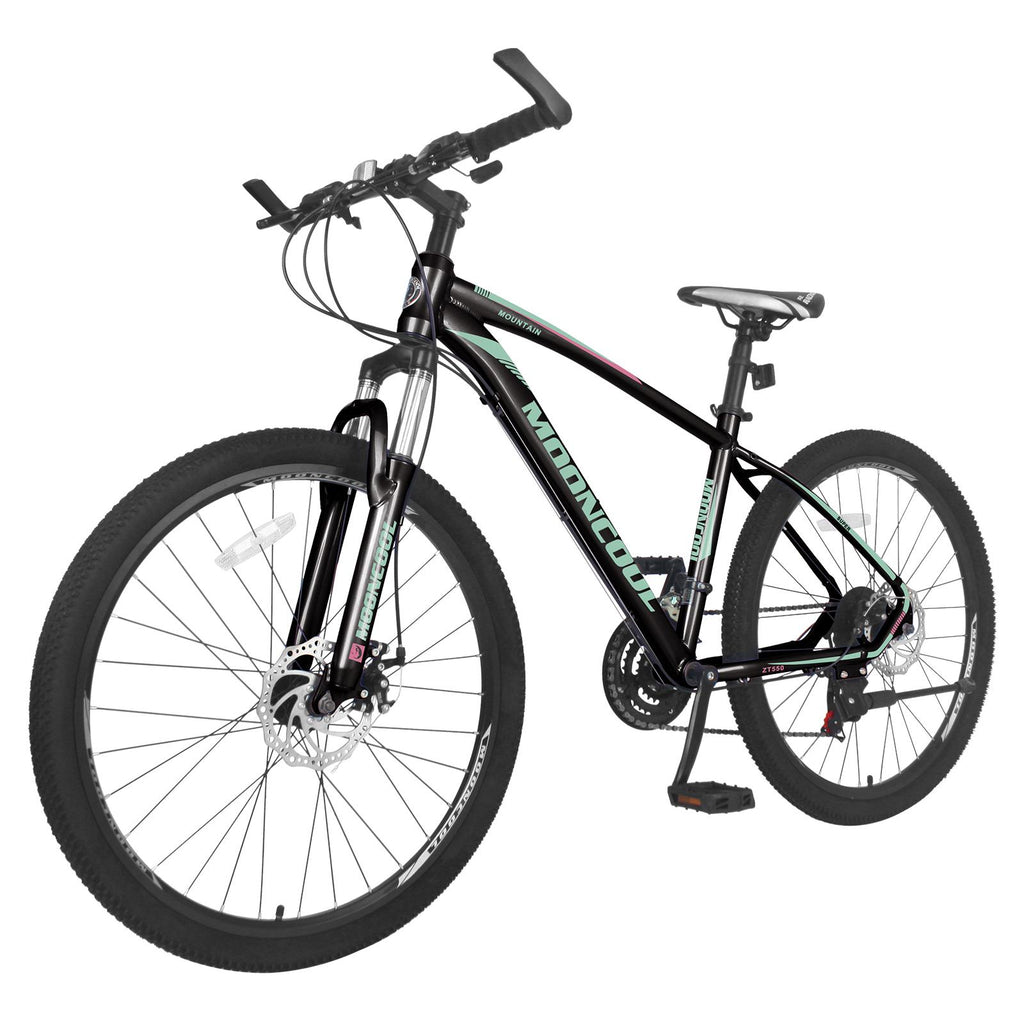 Mooncool Mountain Bike Black with Pink for Mens Womens Adults, 21 Speeds Disc Brake Mountain Road Bicycle Lightweight 26 inches Wheel Mountain Bicycle