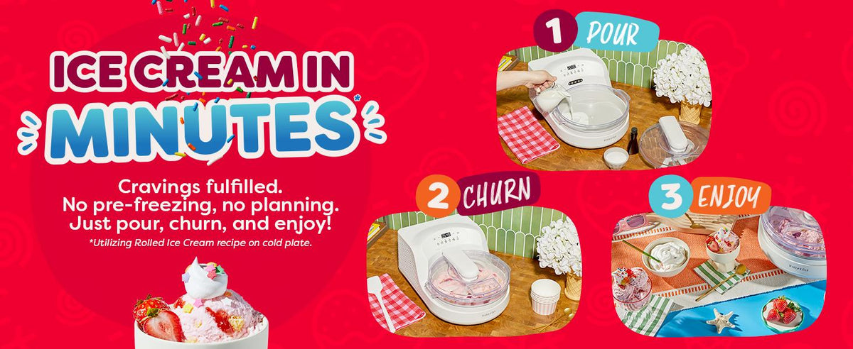 Chill Ice Cream Maker with ‑In Compressor, No Pre‑Freezing, Real Ice Cream in Minutes*, Gelato, Sorbet, Rolled, Non‑Dairy, Mix‑Ins, Easy Clean Up, Quiet, Makes Up to 2 Pints