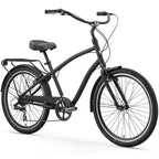 reezero Every Journey Men's 7-Speed Hybrid Cruiser Bicycle, 26 In. Wheels, Matte Black
