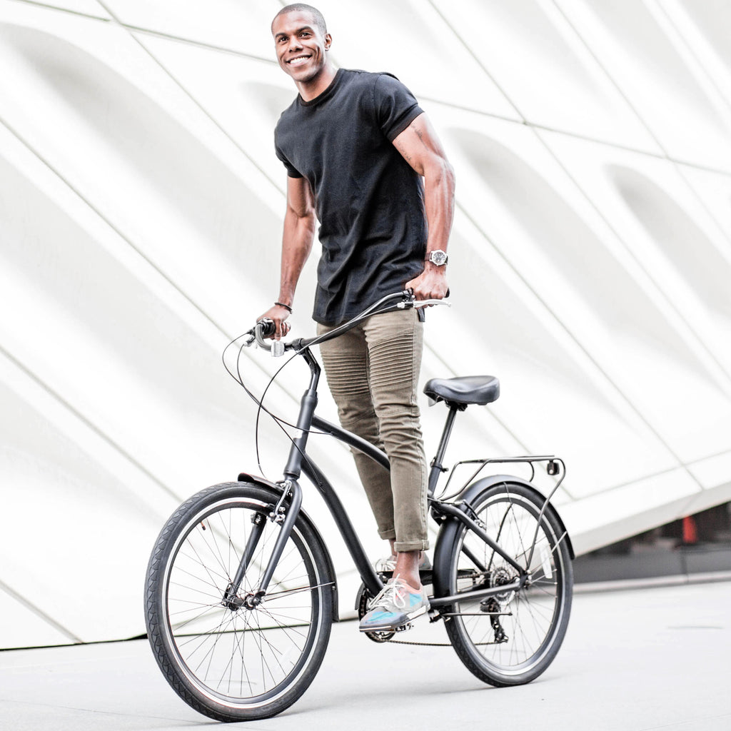 reezero Every Journey Men's 7-Speed Hybrid Cruiser Bicycle, 26 In. Wheels, Matte Black