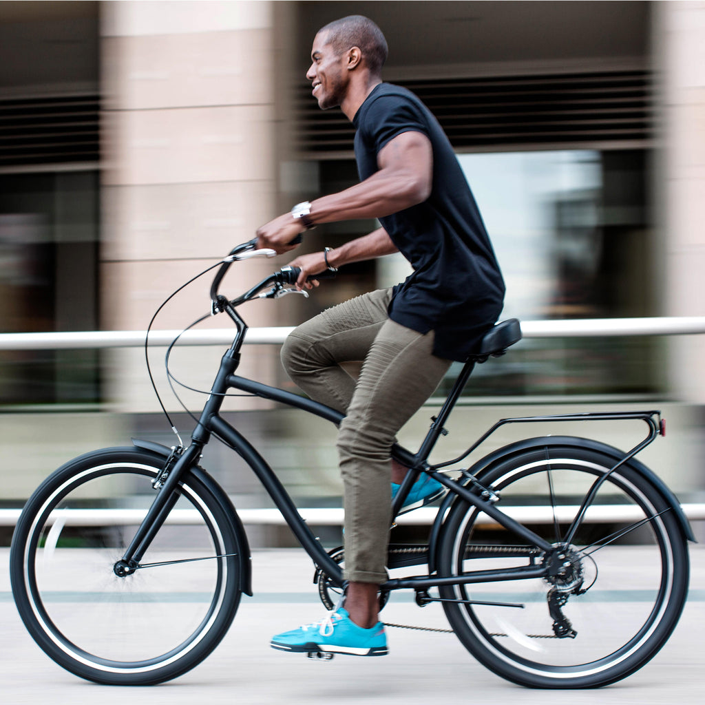 reezero Every Journey Men's 7-Speed Hybrid Cruiser Bicycle, 26 In. Wheels, Matte Black