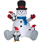 9.5 ft Snowman With Penguins Holiday Inflatable