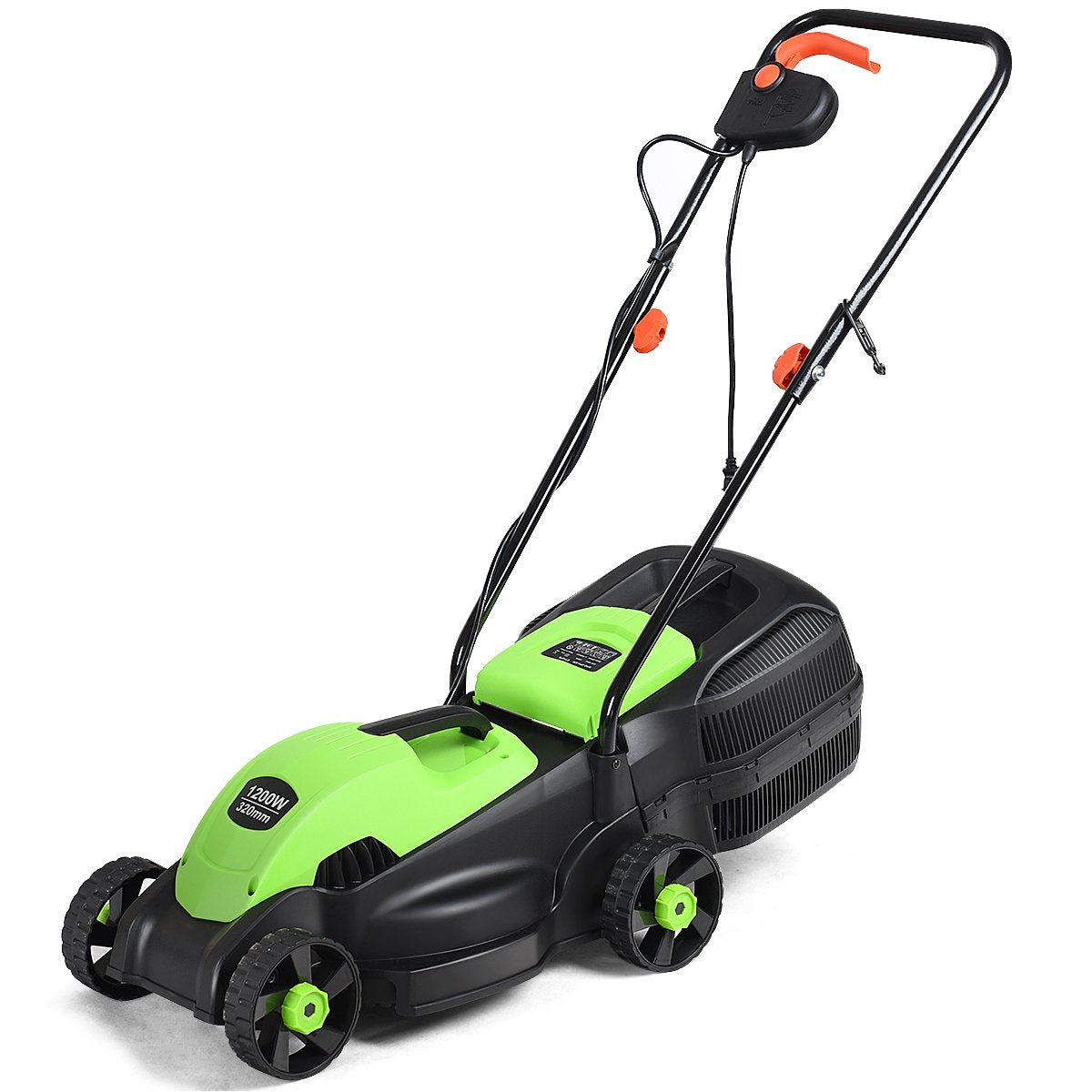 Lawn Mower, 13 Inch 2-in-1 Electric Lawn Mower with Grass Collection Bag, Folding Handle, Adjustable Cutting Height, Corded Push Lawn Mowers for Garden Yard, 12 Amp (Green)