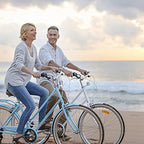 TOUNTLETS 26 Inch Womens Beach Cruiser Bike Unisex Classic Iron Bicycle with Basket, Retro Bicycle Unique Art Deco Scooter,Road Bike,Seaside Travel Bicycle,Comfortable Women Commuter Bicycle