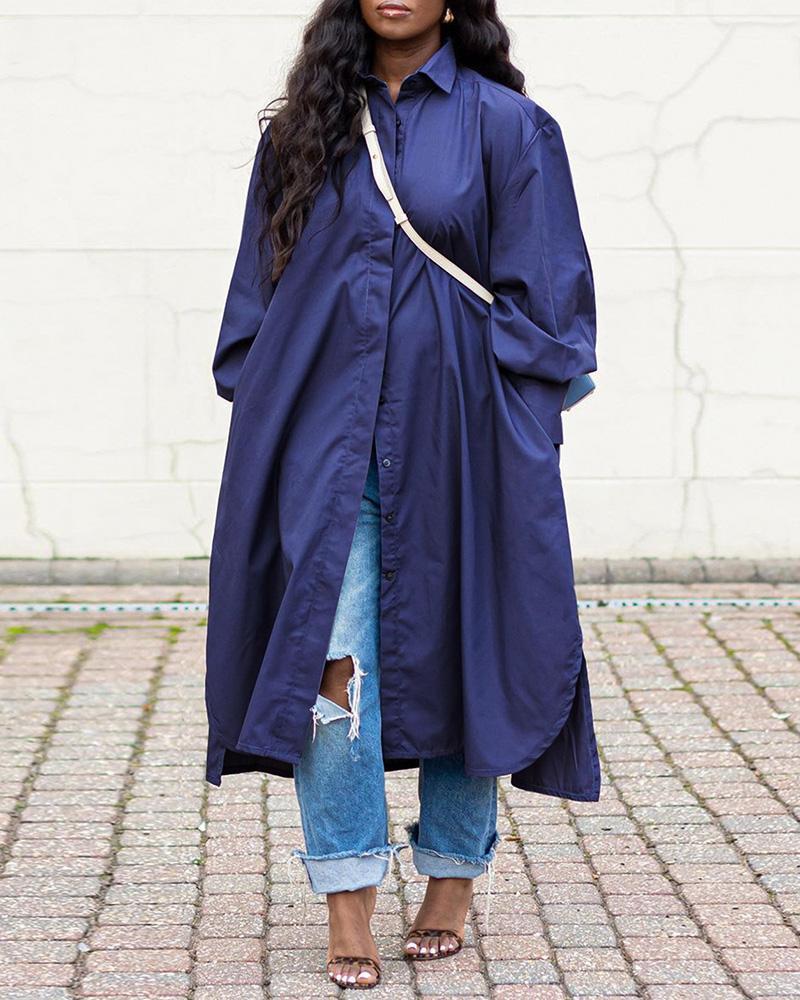 lantern sleeve button design shirt dress
