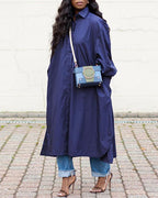 lantern sleeve button design shirt dress