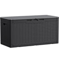 100 Gallon Waterproof LarResin Deck Box Indoor Outdoor Lockable StoraContainer for Patio Furniture Cushions Garden Tools (100 Gallon, Black)