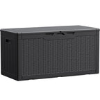 100 Gallon Waterproof LarResin Deck Box Indoor Outdoor Lockable StoraContainer for Patio Furniture Cushions Garden Tools (100 Gallon, Black)