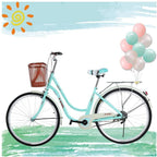 Micozy Women Bike Beach Cruiser Bike 26 Inch Retro Bicycle Classic Bicycle Commuter Bicycle with Baskets and Comfortable Seats &amp; Back Seats Fits 5'2''-5'10'' [US in Stock]