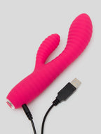 Lovehoney Ripple Rabbit Rechargeable Silicone Ribbed Rabbit Vibrator, Pink