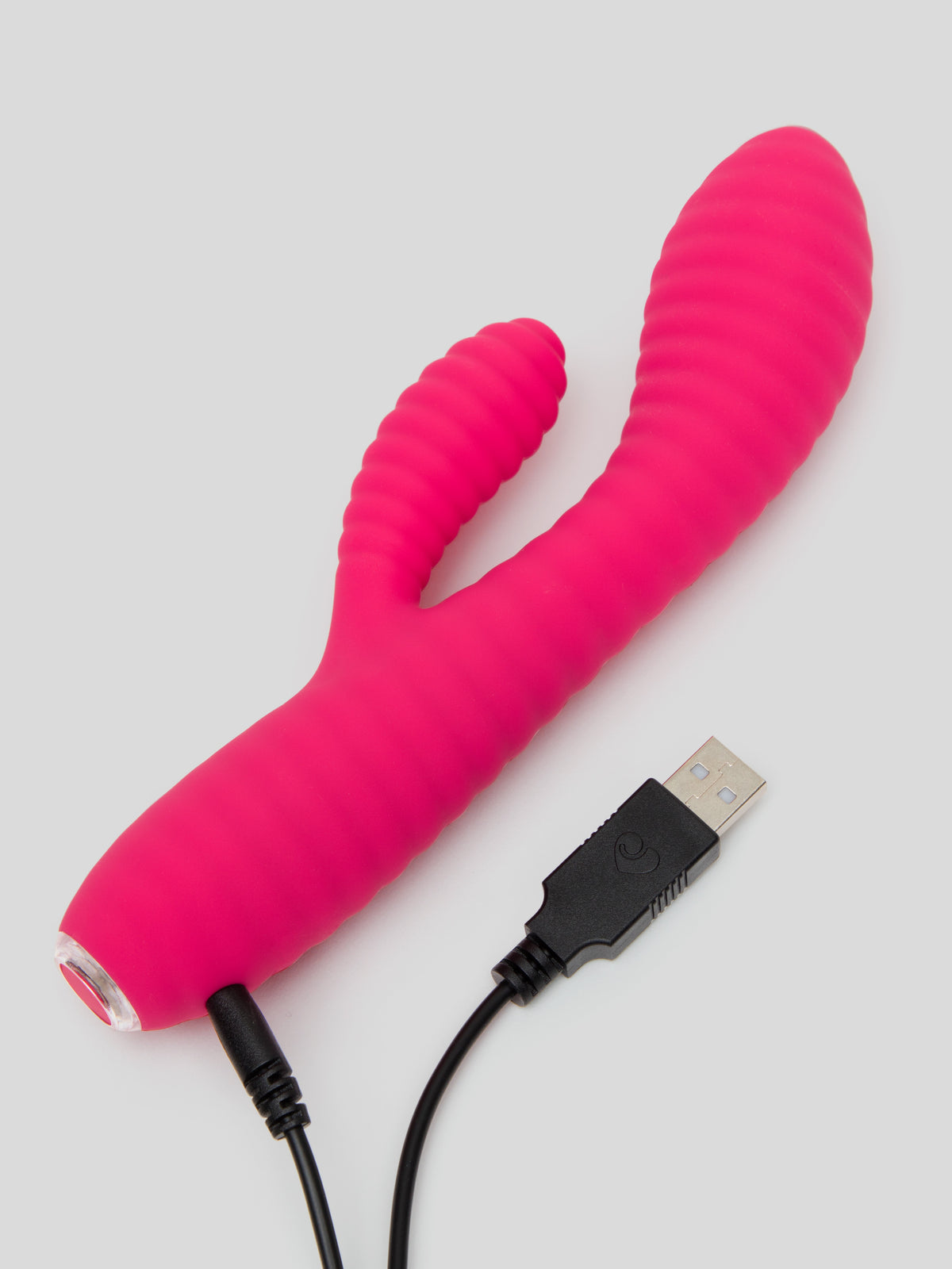 Lovehoney Ripple Rabbit Rechargeable Silicone Ribbed Rabbit Vibrator, Pink